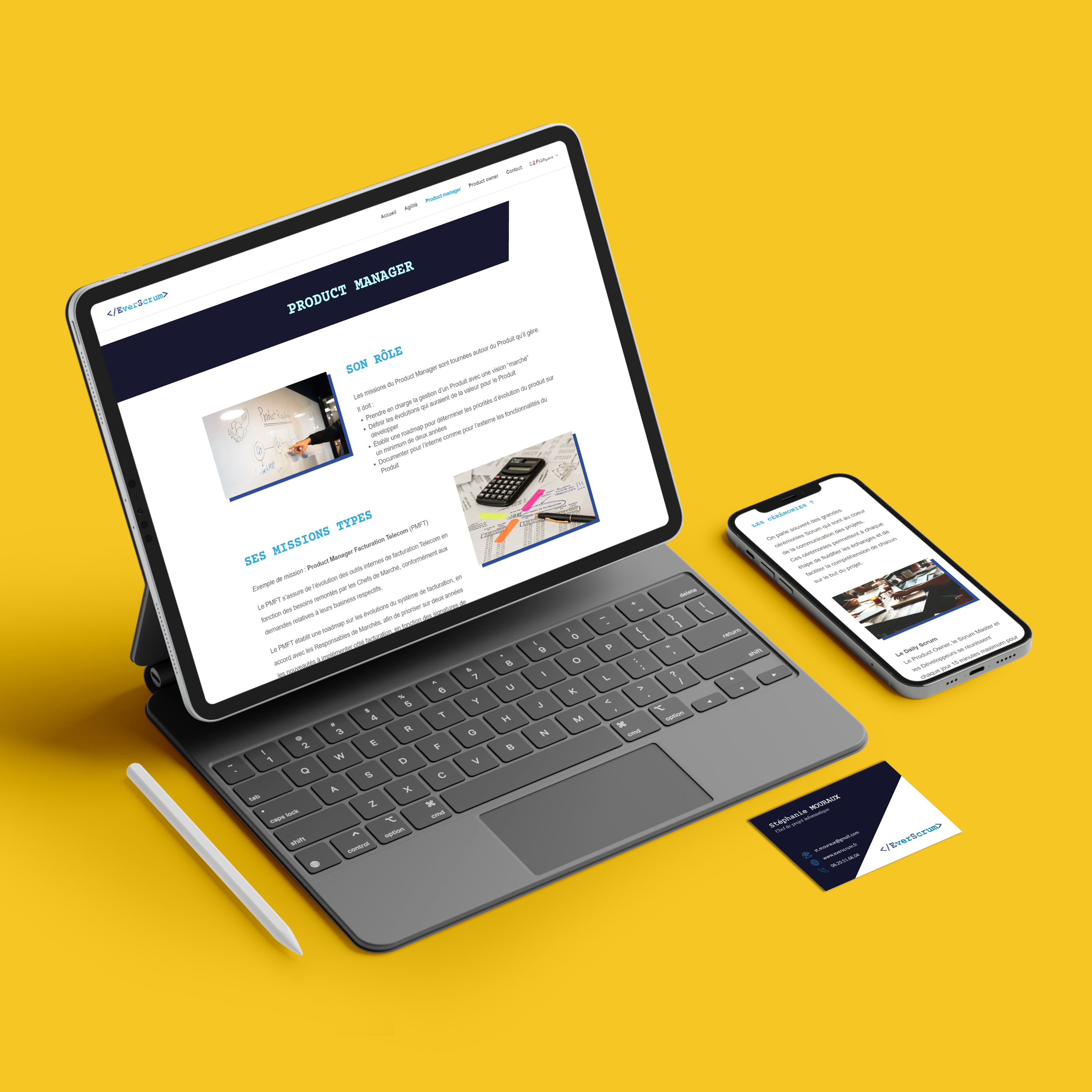 Présentation du site vitrine et de la carte de visite d'EverScrum