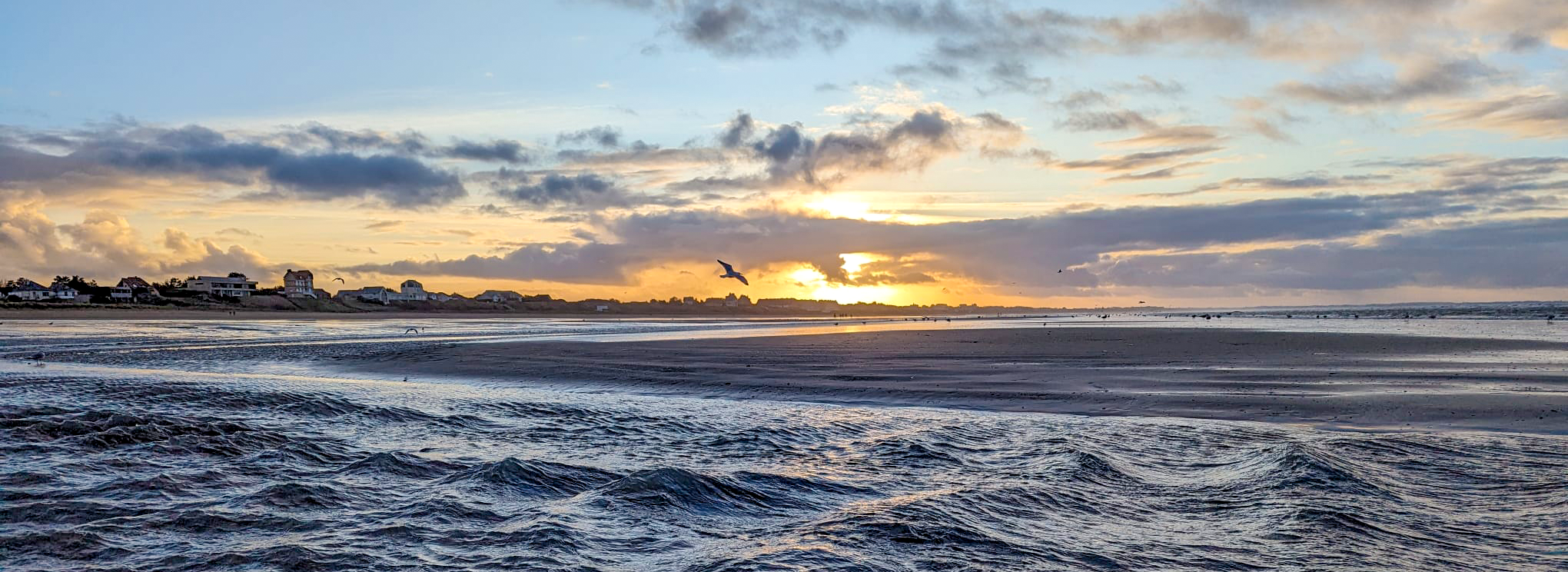 Coucher de soleil sur la plage de Cabourg